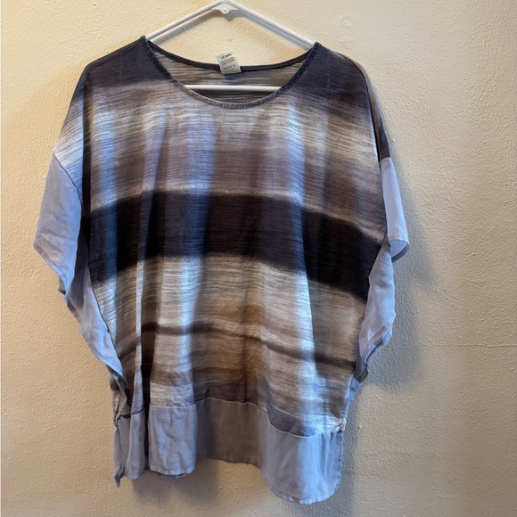 Faded Glory Tops - Faded Glory Grey Striped Boxy Tunic Top | Plus Size 1X (16W) | Relaxed Fit
